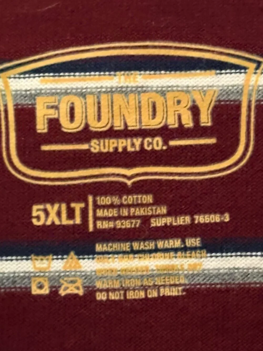The Foundry Supply Co. Mens Maroon & Gray Striped Long Sleeve 5XLT Polo Shirt - Picture 4 of 5